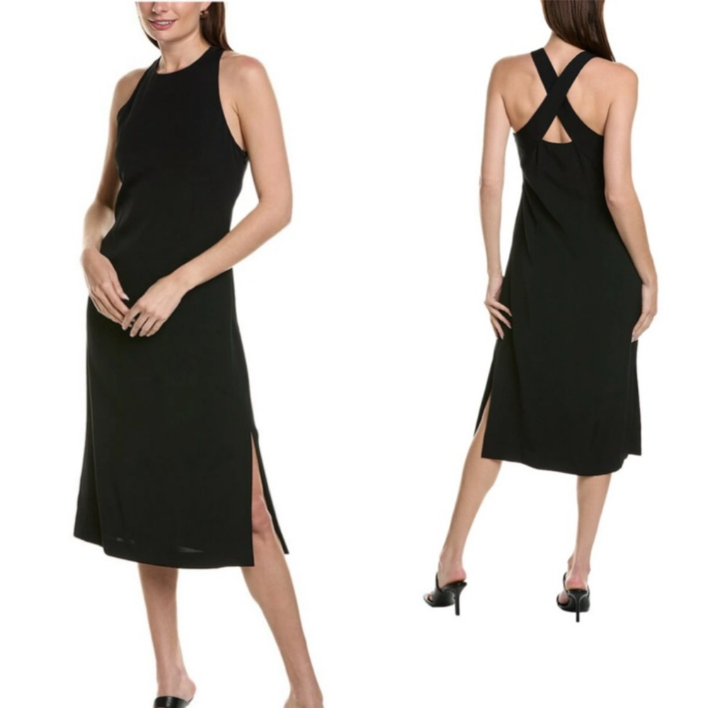 Theory Black Backless Cross-Strap Midi Dress - Picture 6 of 14